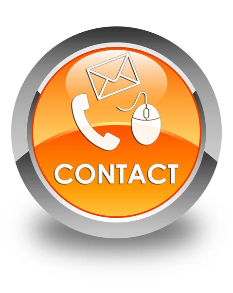 संपर्क (फोन ईमेल आणि माऊस चिन्ह) संत्रा चमकदार गोल बटण — स्टॉक फोटो, इमेज