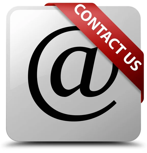 Kontaktieren Sie uns (E-Mail-Adresssymbol) weiße quadratische Taste rotes Band i — Stockfoto