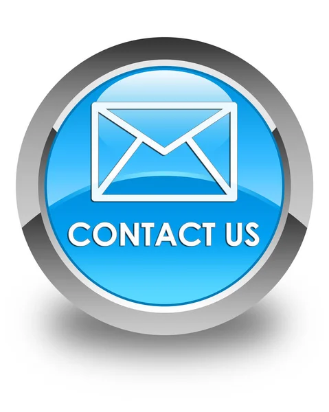 Contact us (email icon) glossy cyan blue round button