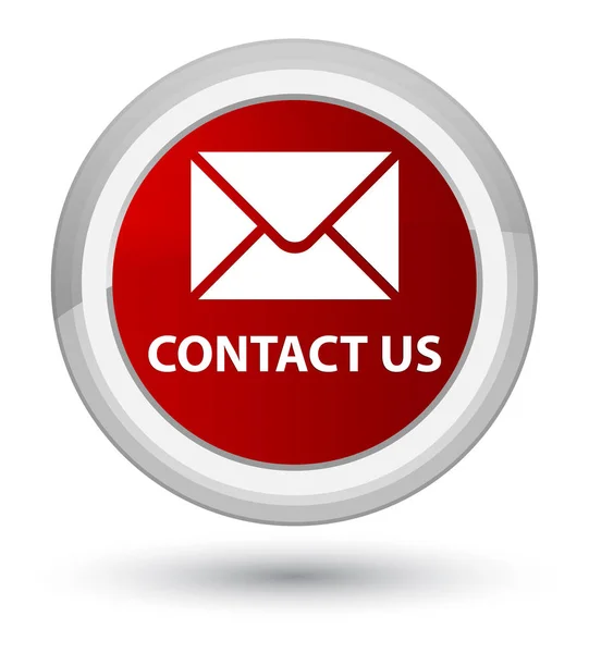 Contacte-nos (ícone de e-mail) botão redondo vermelho principal — Fotografia de Stock