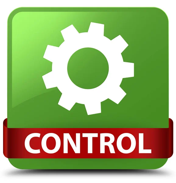 Controle (ícone de configurações) macio verde quadrado botão fita vermelha em m — Fotografia de Stock