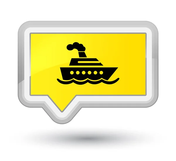 Ícone do navio de cruzeiro botão banner amarelo primo — Fotografia de Stock