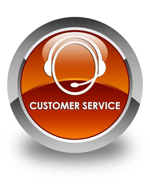 Customer service (customer care icon) glossy brown round button