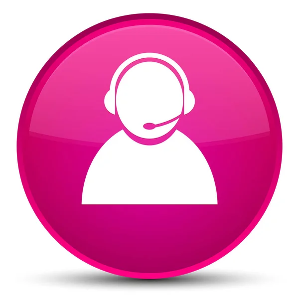 Customer care icon special pink round button — Stock Photo, Image