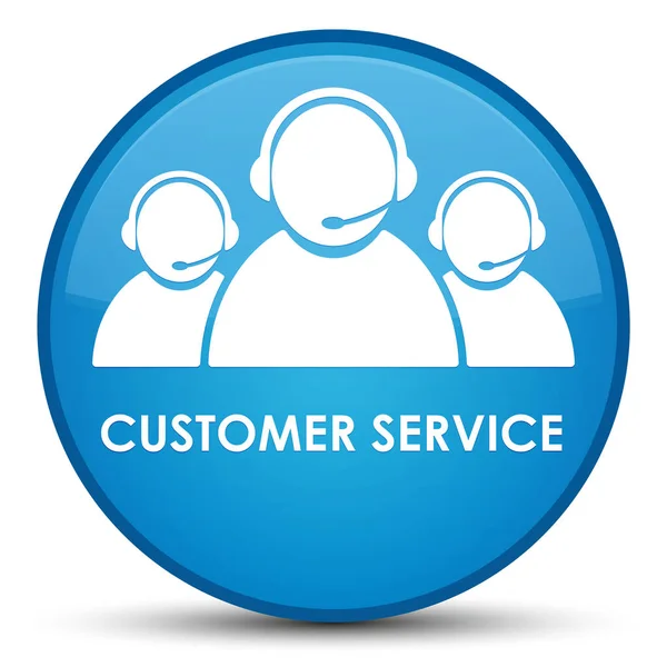 客户服务 (团队图标) 特殊青色蓝圆按钮 — 图库照片