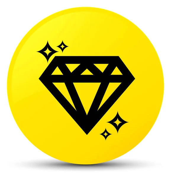 Icona diamante giallo pulsante rotondo — Foto Stock