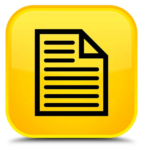 Значок страницы документа специальная желтая квадратная кнопка — стоковое фото