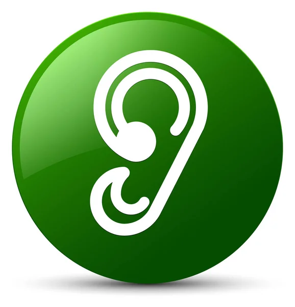 Oído icono verde botón redondo — Foto de Stock