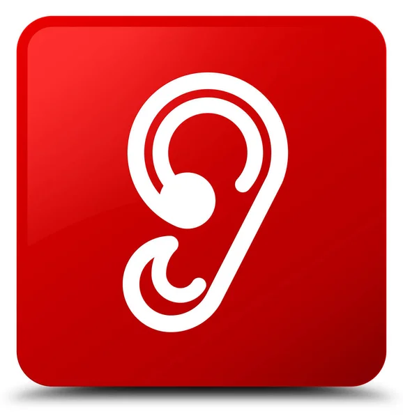 Ear icon red square button — Stock Photo, Image