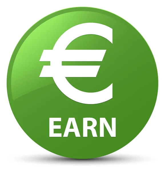 Earn (euro sign) soft green round button — Stock Photo, Image