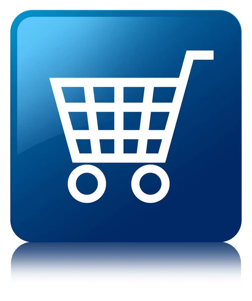 Ícone de comércio eletrônico botão quadrado azul — Fotografia de Stock