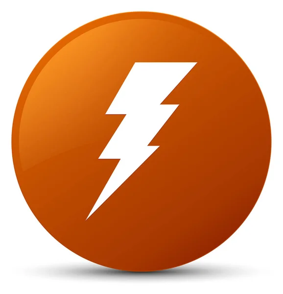Elektriciteit pictogram bruin ronde knop — Stockfoto