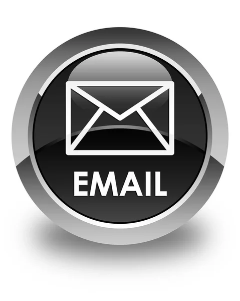 Email pulsante rotondo nero lucido — Foto Stock