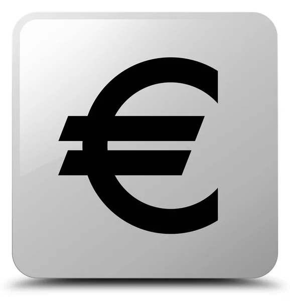 Euro-Zeichen-Symbol weißer quadratischer Knopf — Stockfoto