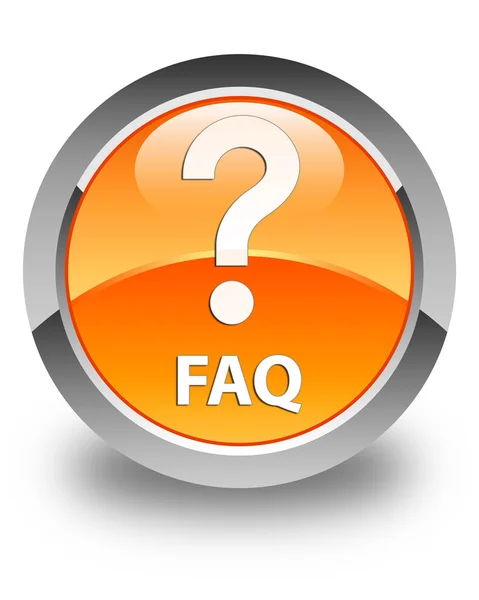 FAQ (fråga ikon) glänsande orange runda knappen — Stockfoto
