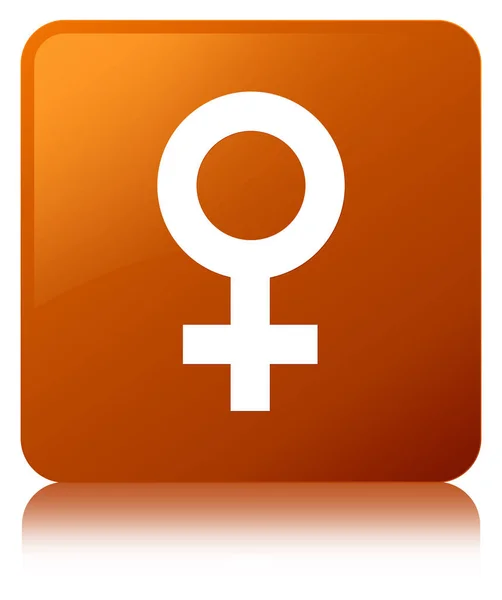 Kobiece znak ikony brązowy kwadratowy przycisk — Zdjęcie stockowe