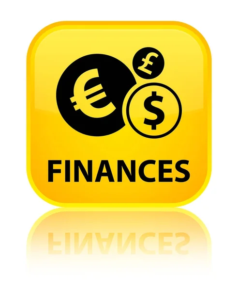 Finanzas (euro signo) botón cuadrado amarillo especial —  Fotos de Stock