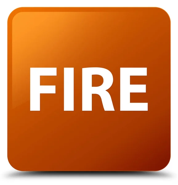 Fire brown square button — Stock Photo, Image