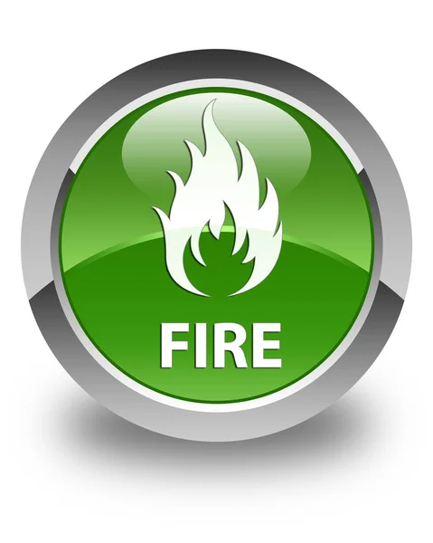Fire glossy soft green round button — Stock Photo, Image
