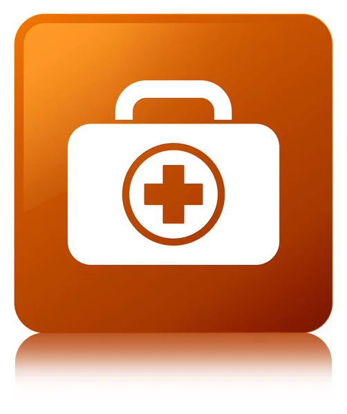 First aid kit icon brown square button — Stock Photo, Image