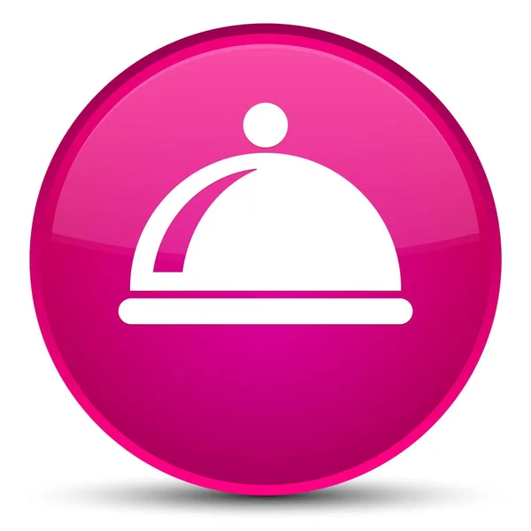 Τροφή πιάτο ειδική ροζ στρογγυλό κουμπί εικονίδιο — Φωτογραφία Αρχείου