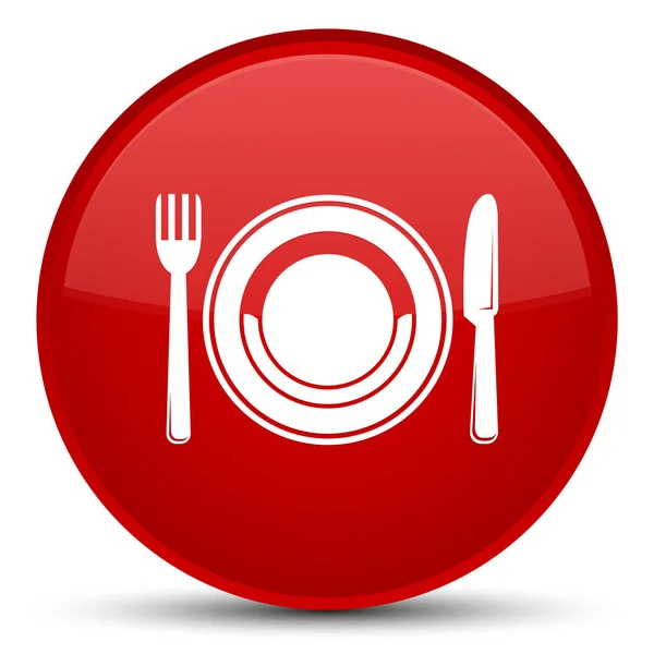 음식 접시 아이콘 특별 한 빨간 라운드 버튼 — 스톡 사진