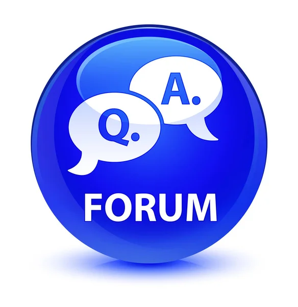 Forum (question answer bubble icon) glassy blue round button