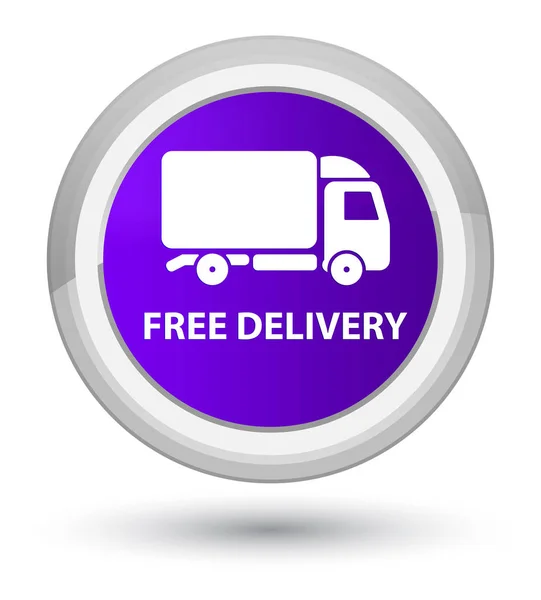 Free delivery prime purple round button — Stock Photo, Image