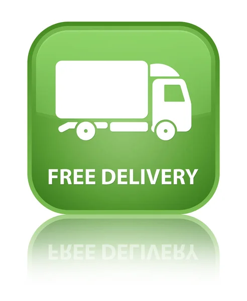 Free delivery special soft green square button — Stock Photo, Image