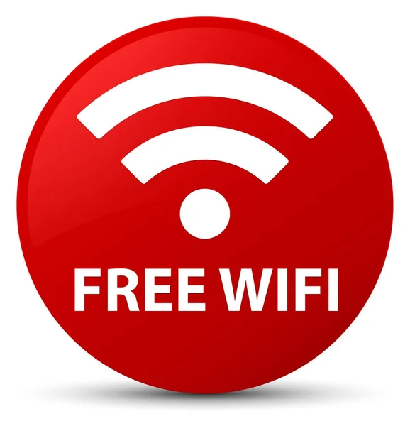 Wifi gratuit bouton rond rouge — Photo
