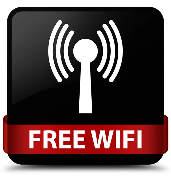 Bezpłatne wifi (sieci wlan) czarny kwadratowy przycisk czerwoną wstążką w najspokojniejszej — Zdjęcie stockowe