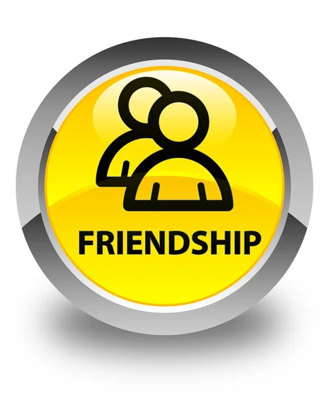 Dostluk (grup simgesi) parlak sarı yuvarlak düğmesi — Stok fotoğraf