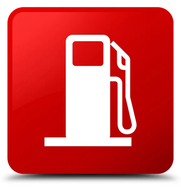 Icona distributore carburante pulsante quadrato rosso — Foto Stock