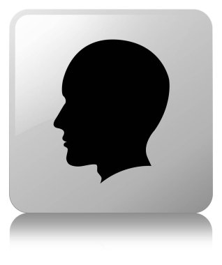 Baş erkek yüz simgesi Beyaz kare düğme