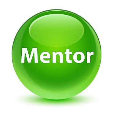 Akıl hocası camsı yeşil yuvarlak düğmesi