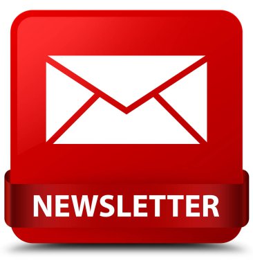 Bülten kırmızı kare düğmesini kırmızı kurdele orta