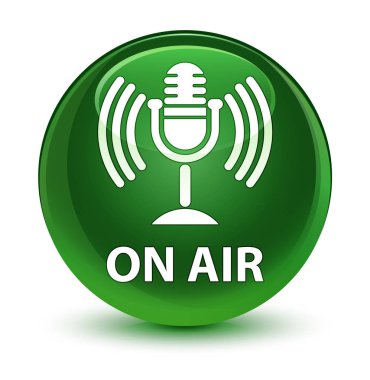 Hava (mikrofon simgesi) cam gibi yumuşak yeşil yuvarlak düğmesi