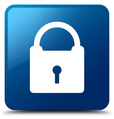 Asma kilit simgesi mavi kare düğme