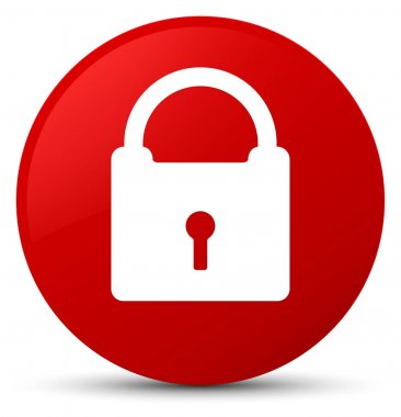 Asma kilit simgesi kırmızı yuvarlak düğmesi