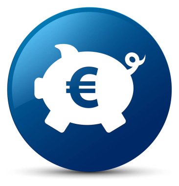 Kumbara euro işareti simgesi mavi yuvarlak düğmesi