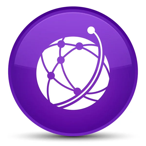 Icona di rete globale speciale pulsante rotondo viola — Foto Stock