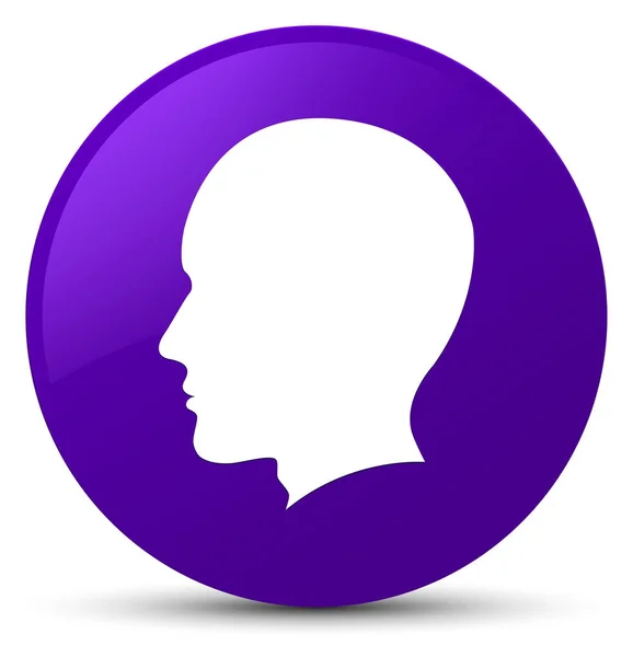 Kepala ikon wajah pria tombol bundar ungu — Stok Foto