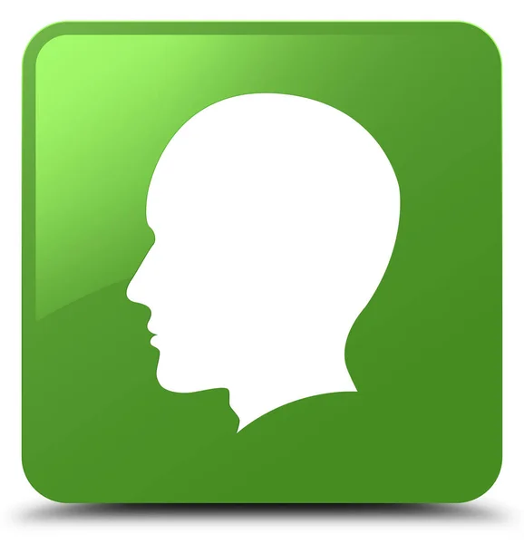 Baş erkek yüz simgesi yumuşak yeşil kare düğme — Stok fotoğraf
