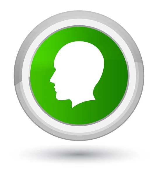 Cabeça homens rosto ícone principal verde botão redondo — Fotografia de Stock