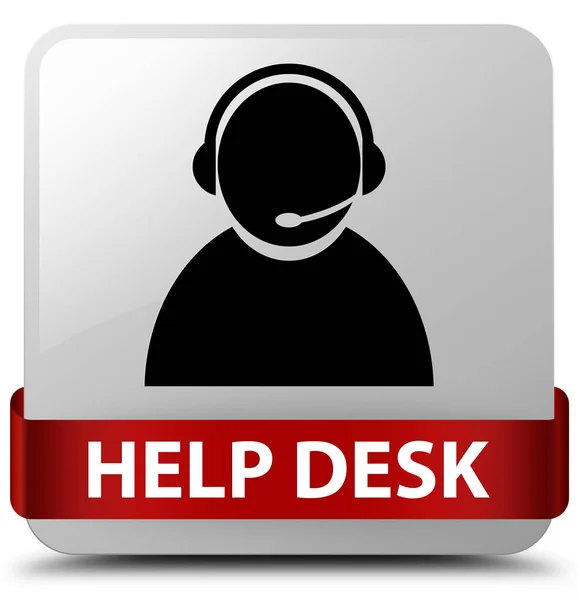 Help desk (customer care icon) white square button red ribbon in