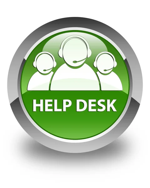 Hjälp skrivbord (customer care team ikon) glänsande mjuka gröna runda rumpa — Stockfoto