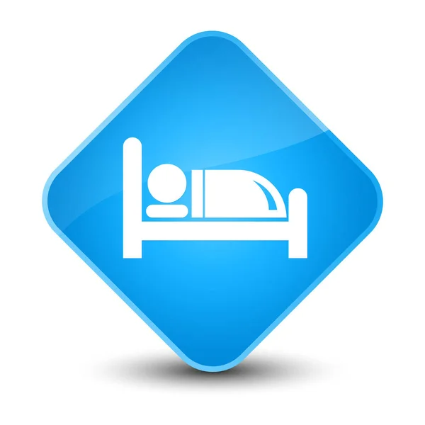 A Hotel bed ikon elegáns, cián kék gyémánt gomb — Stock Fotó