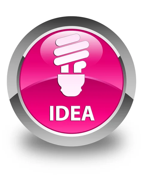 Idea (ikonu žárovky) lesklé růžové kulaté tlačítko — Stock fotografie