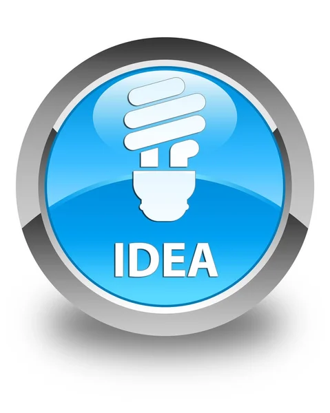 Idea (ikonu žárovky) lesklý azurová modrá kulaté tlačítko — Stock fotografie