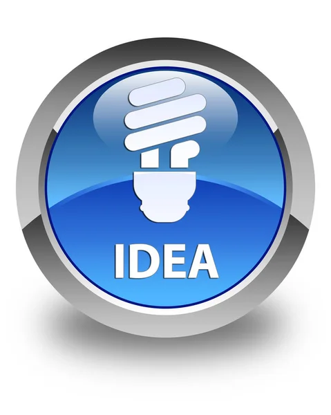 Idea (ikonu žárovky) lesklé modré kulaté tlačítko — Stock fotografie